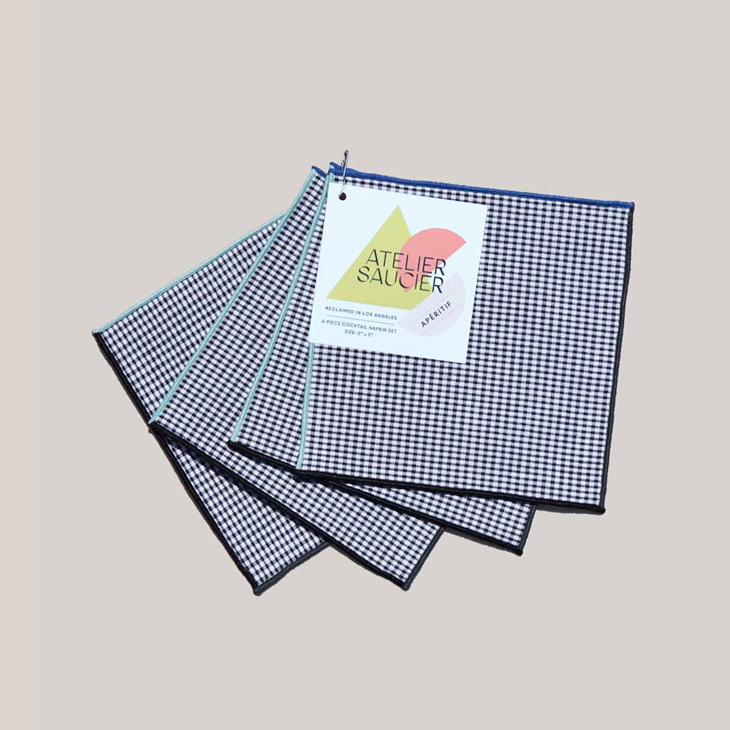 Retro Gingham Cocktail Napkins | Set of 4 COCKTAIL NAPKINS ATELIER SAUCIER - Atelier Saucier