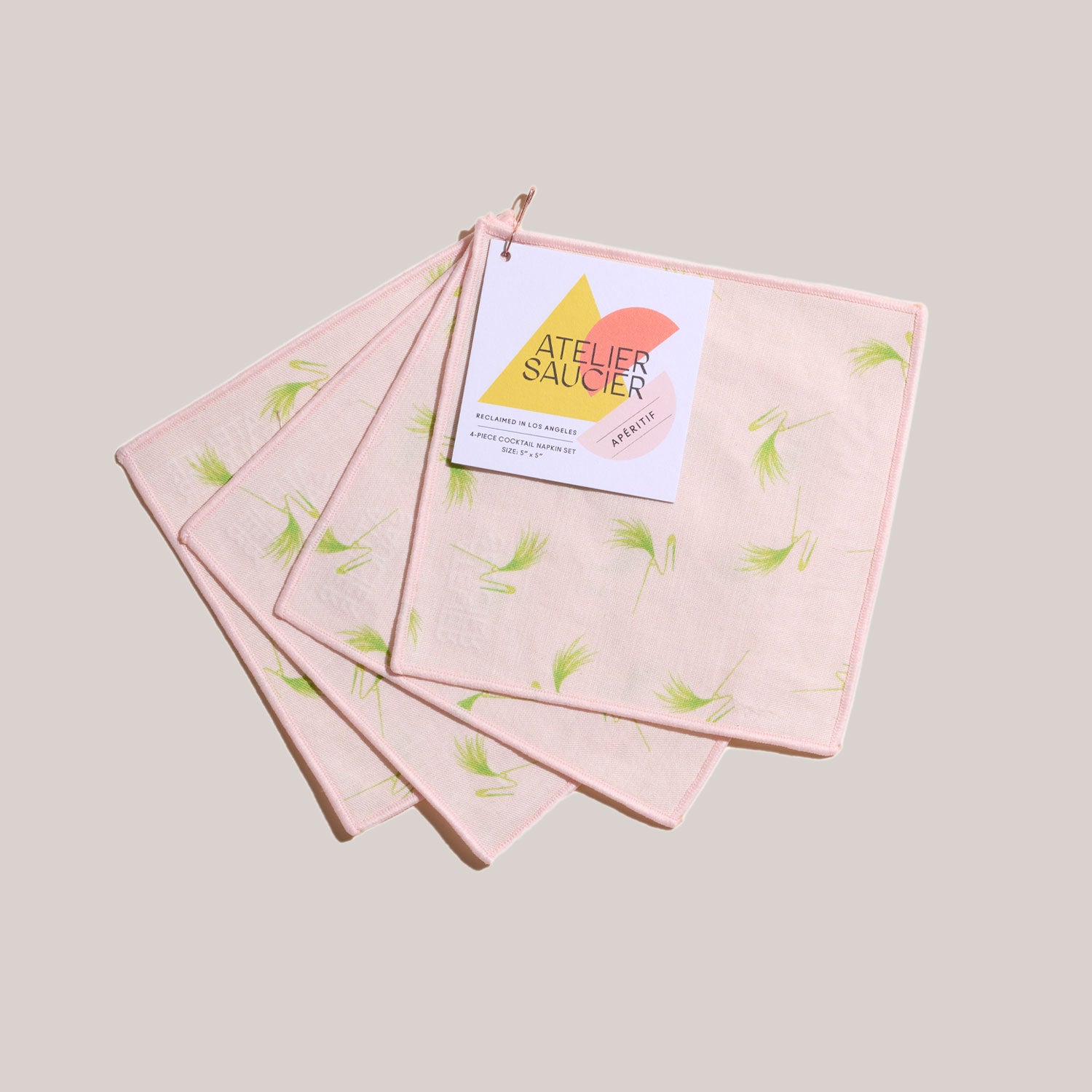 Flamingo Pin Cocktail Napkins | Set of 4 COCKTAIL NAPKINS ATELIER SAUCIER - Atelier Saucier