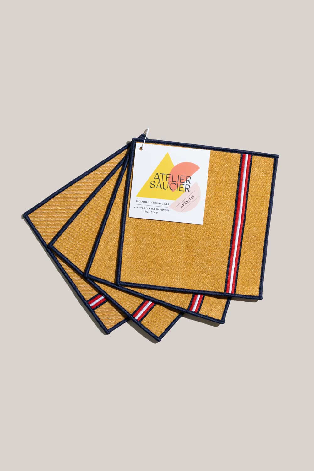 University Stripe Cocktail Napkins | Set of 4 COCKTAIL NAPKINS ATELIER SAUCIER - Atelier Saucier