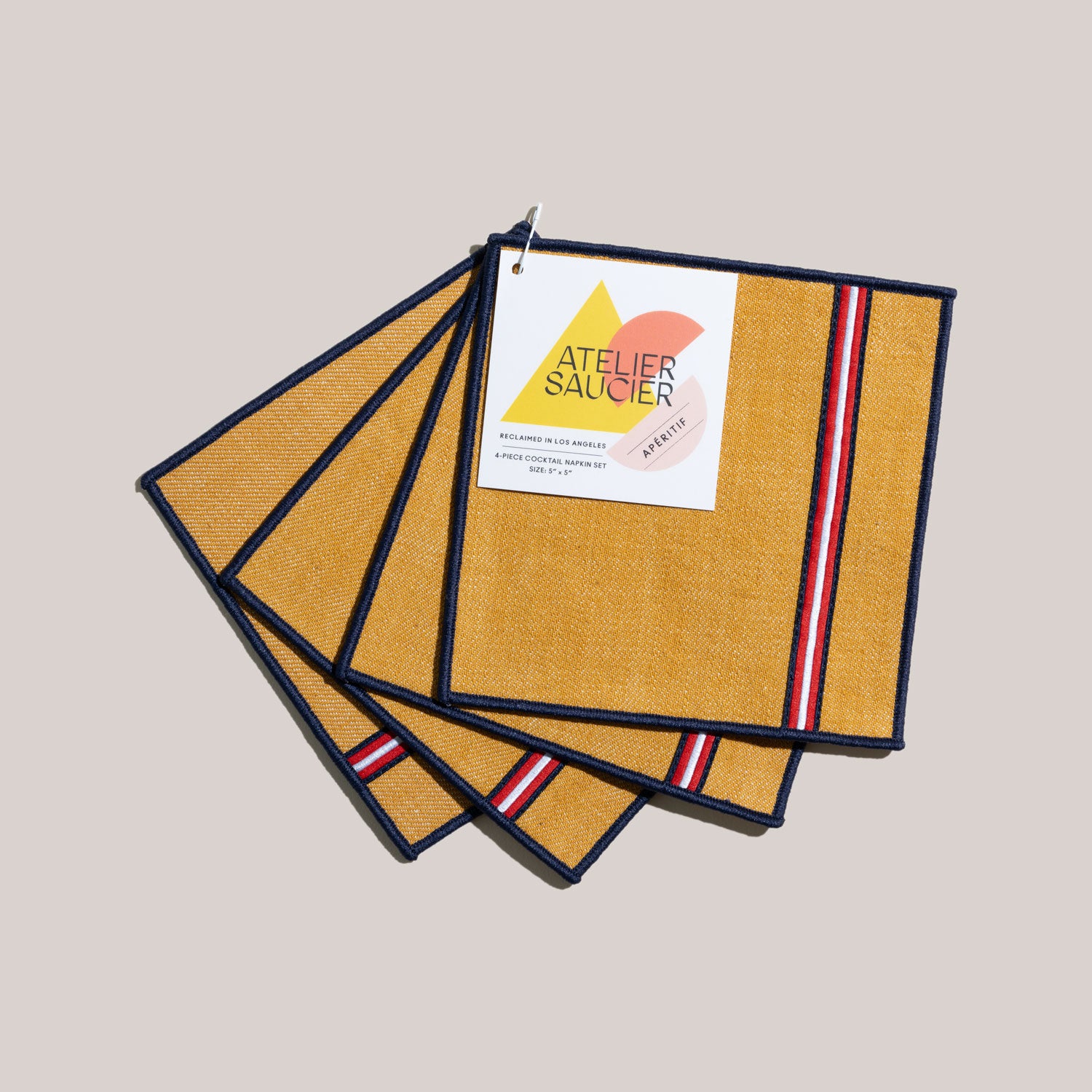 University Stripe Cocktail Napkins | Set of 4 COCKTAIL NAPKINS ATELIER SAUCIER - Atelier Saucier