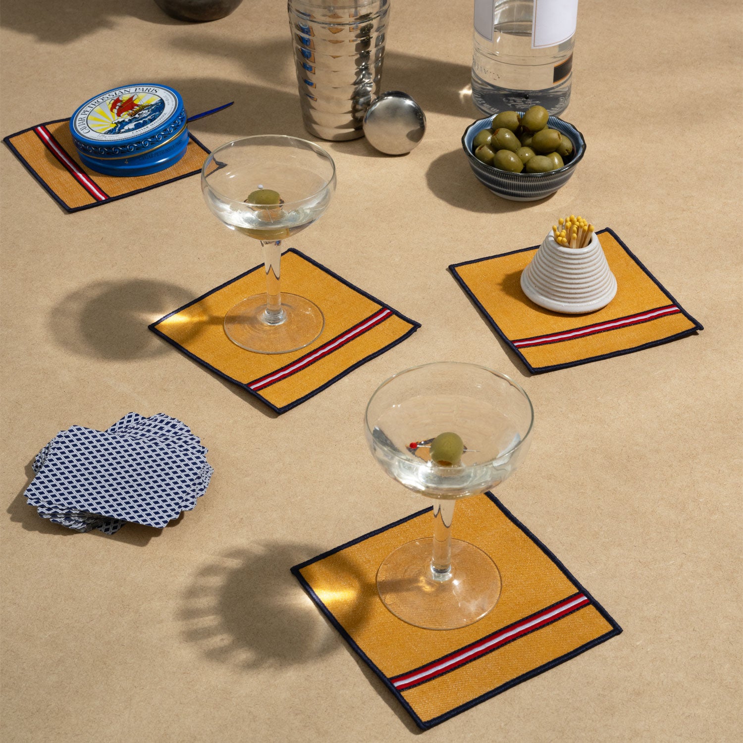 University Stripe Cocktail Napkins | Set of 4 COCKTAIL NAPKINS ATELIER SAUCIER - Atelier Saucier