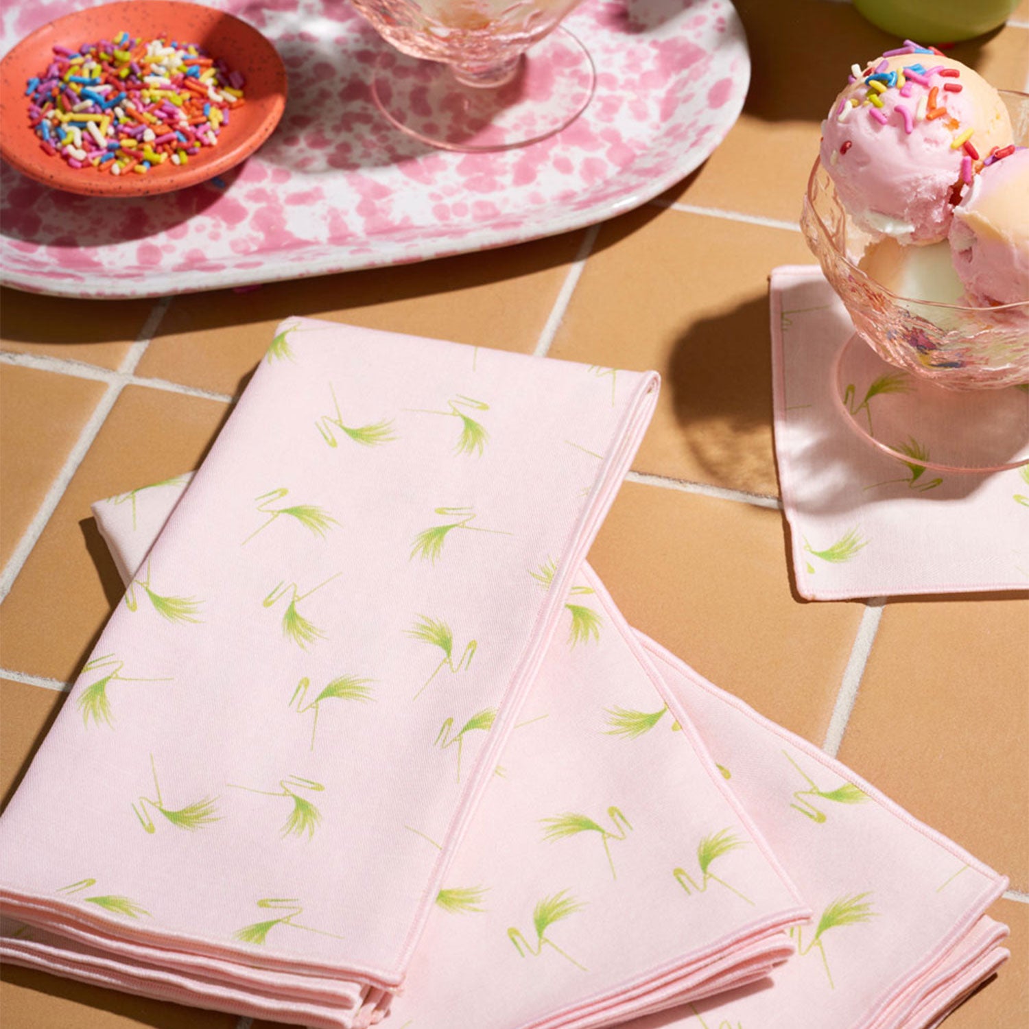 Flamingo Pin Napkins | Set of 4 NAPKINS ATELIER SAUCIER - Atelier Saucier