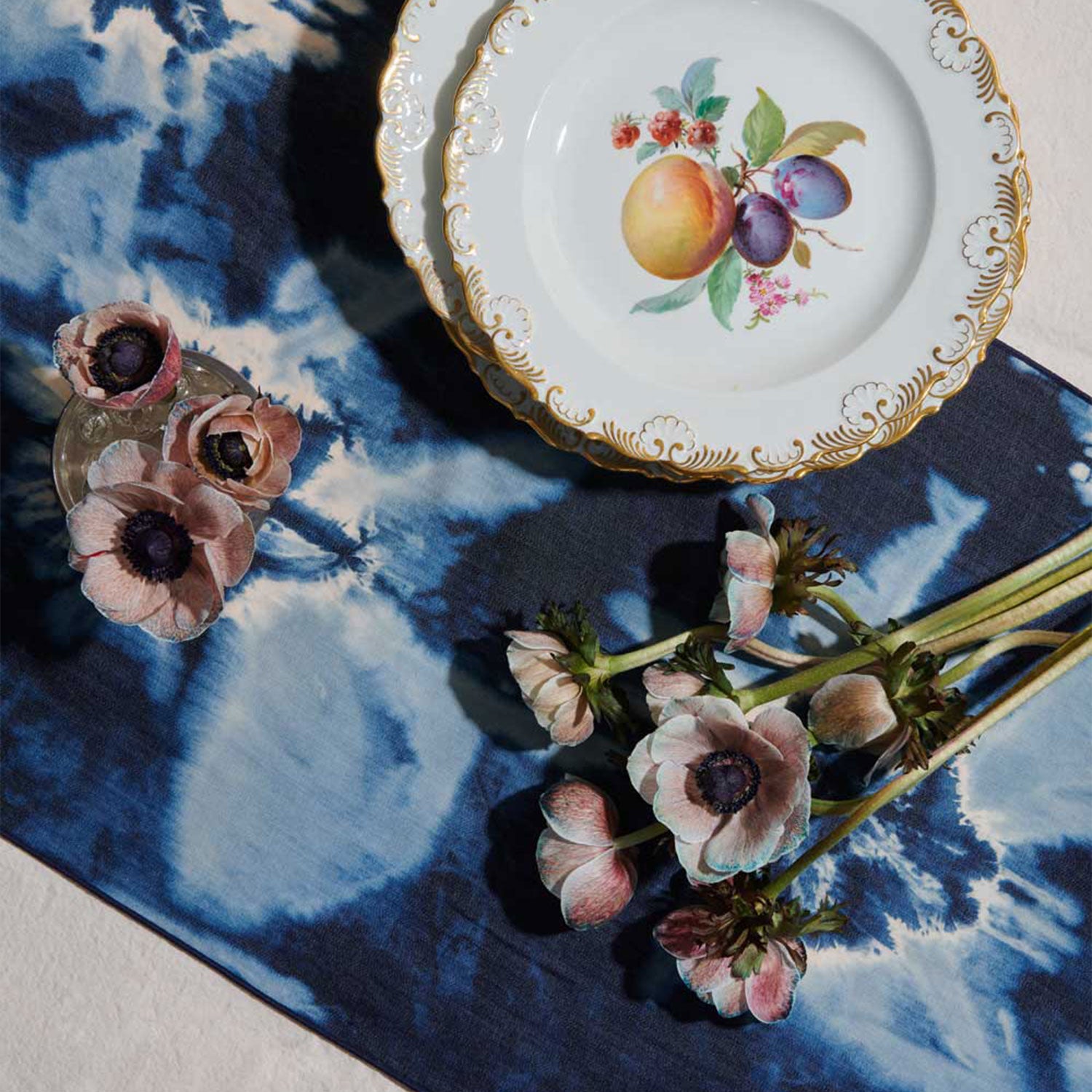 Tie-Dye Denim Table Runner TABLE RUNNERS ATELIER SAUCIER - Atelier Saucier