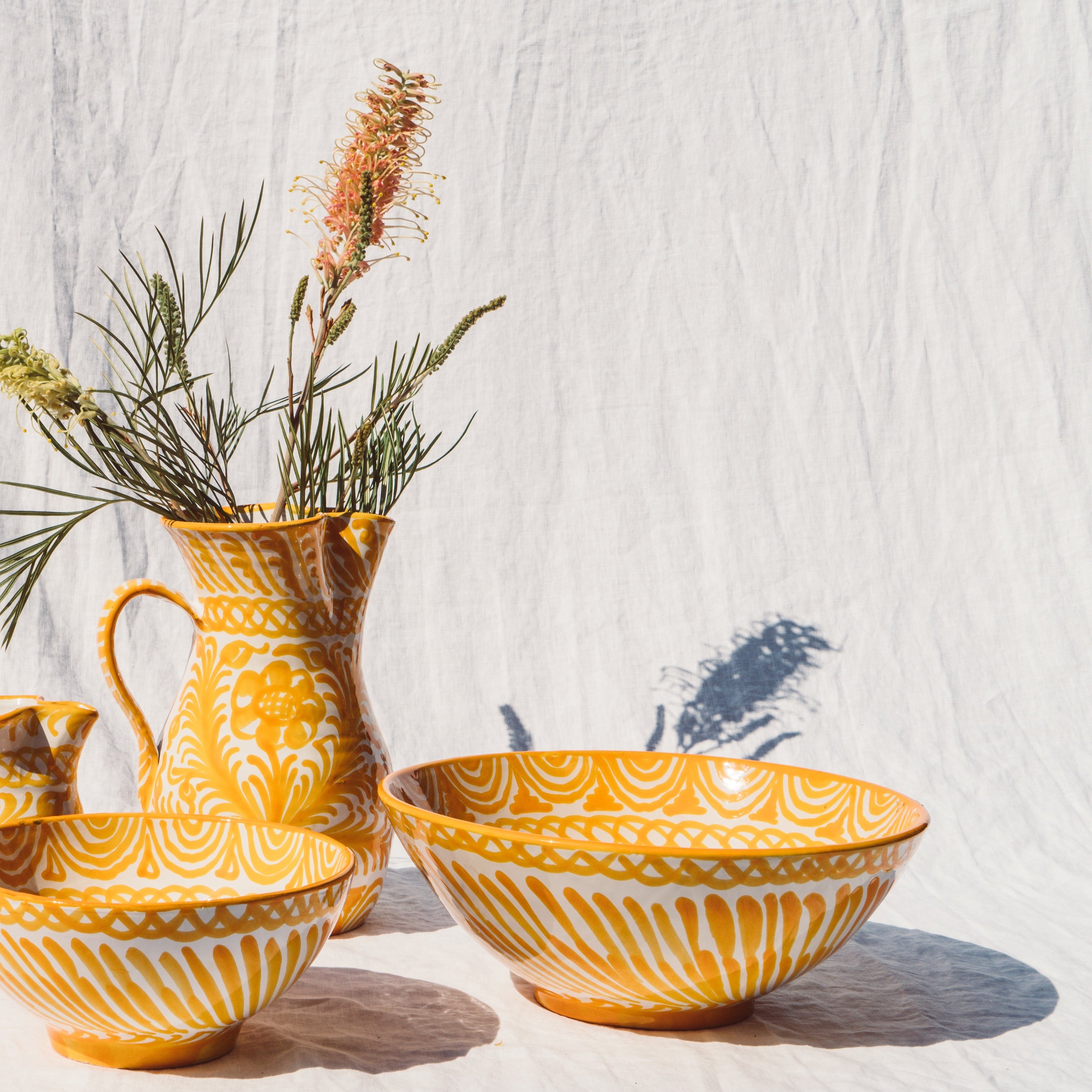 Large Hand-Painted Bowl | Yellow Bowls Pomelo Casa - Atelier Saucier