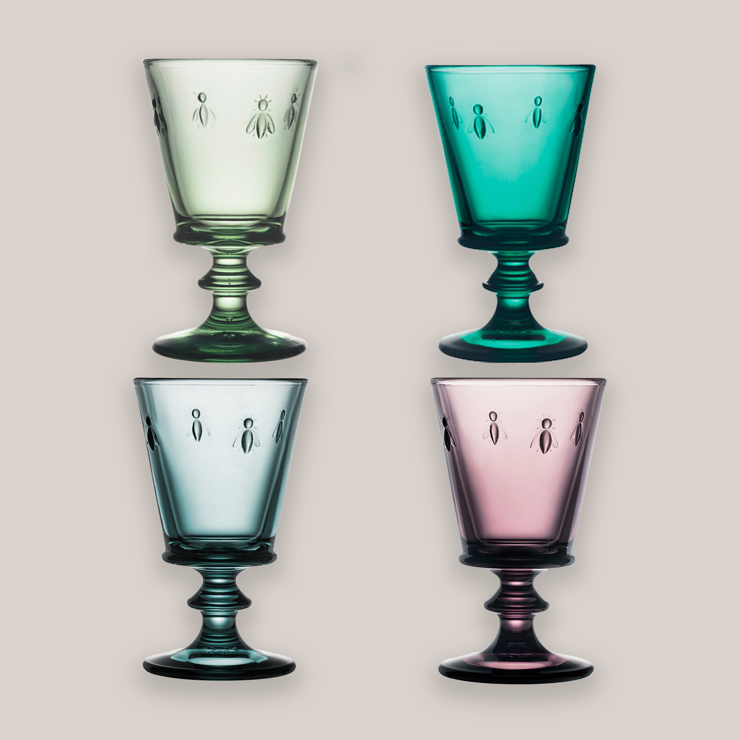 Bee Wine Glasses, Assorted Colors | Set of 4 Drinkware La Rochere NA - Atelier Saucier