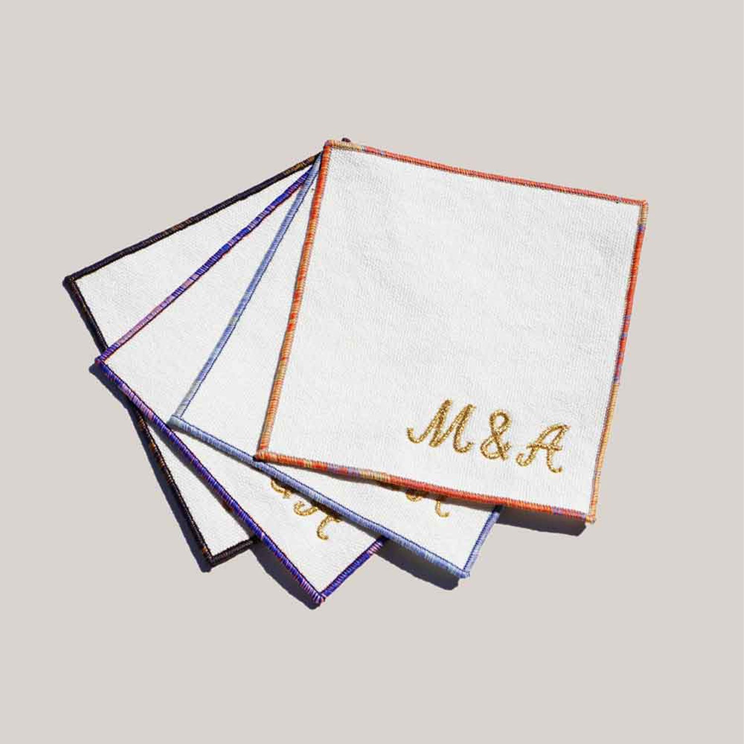 Cocktail Napkin Monogramming | Set of 12 COCKTAIL NAPKINS ATELIER SAUCIER - Atelier Saucier