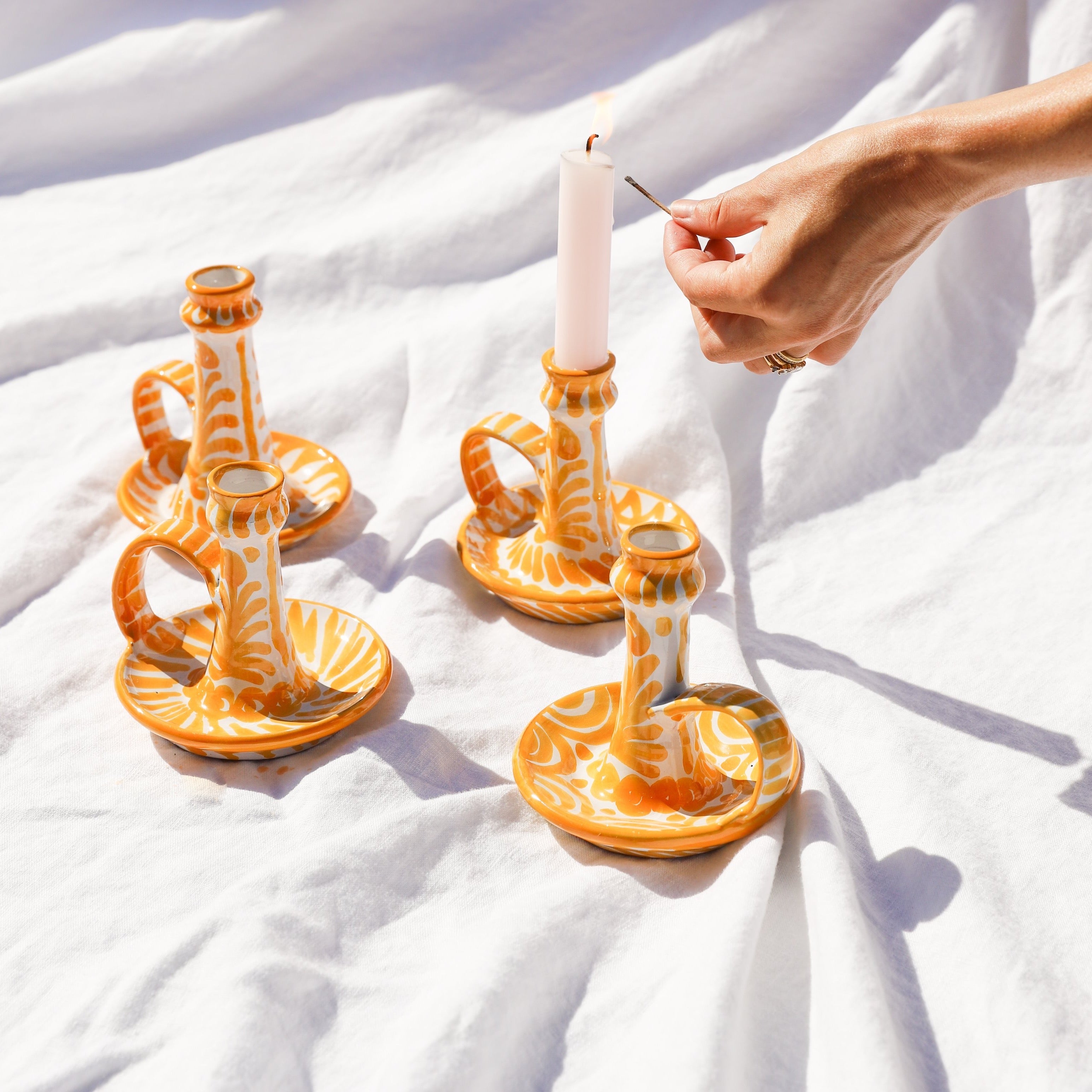 Hand-Painted Candlestick | Yellow ACCESSORIE Pomelo Casa - Atelier Saucier