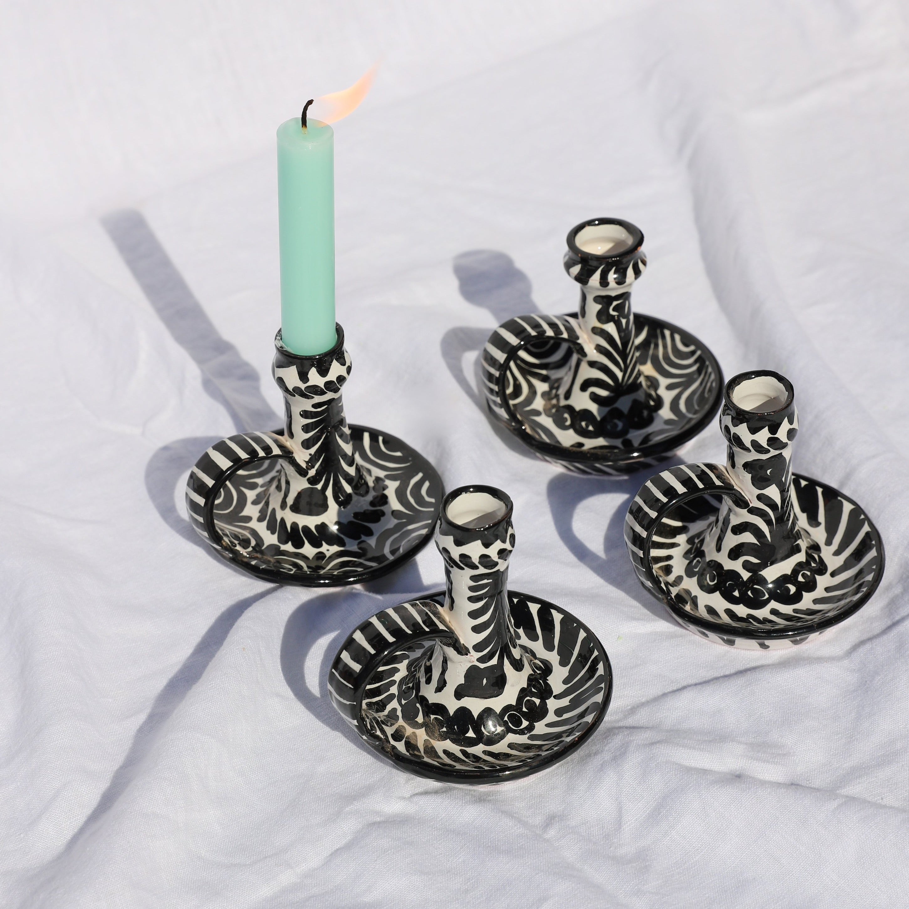 Hand-Painted Candlestick | Black ACCESSORIE Pomelo Casa - Atelier Saucier