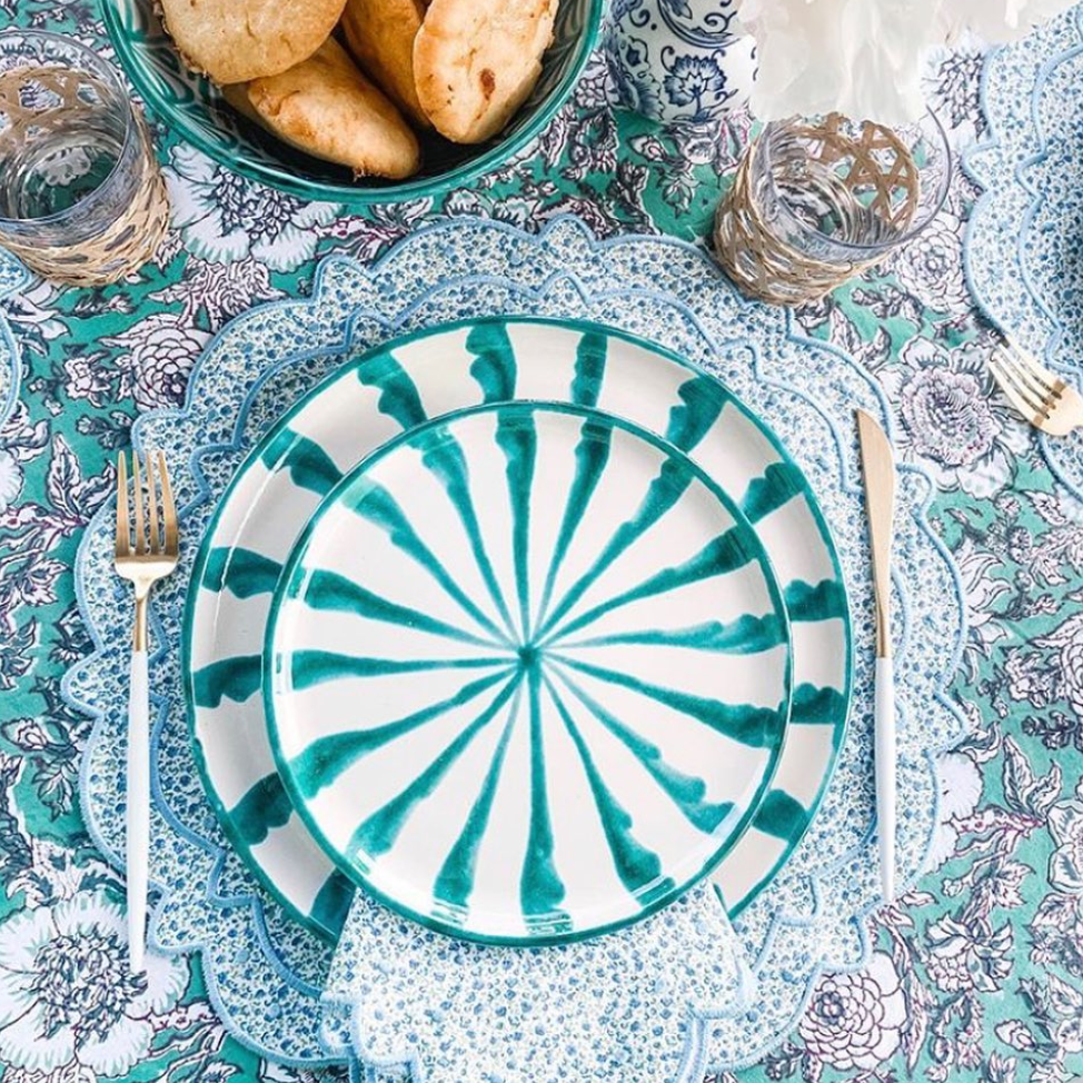 Hand-Painted Dinner Plate | Granada Green Plates Pomelo Casa - Atelier Saucier