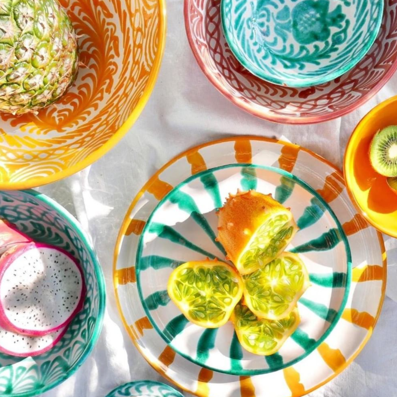 Hand-Painted Dinner Plate | Yellow ACCESSORIE Pomelo Casa - Atelier Saucier