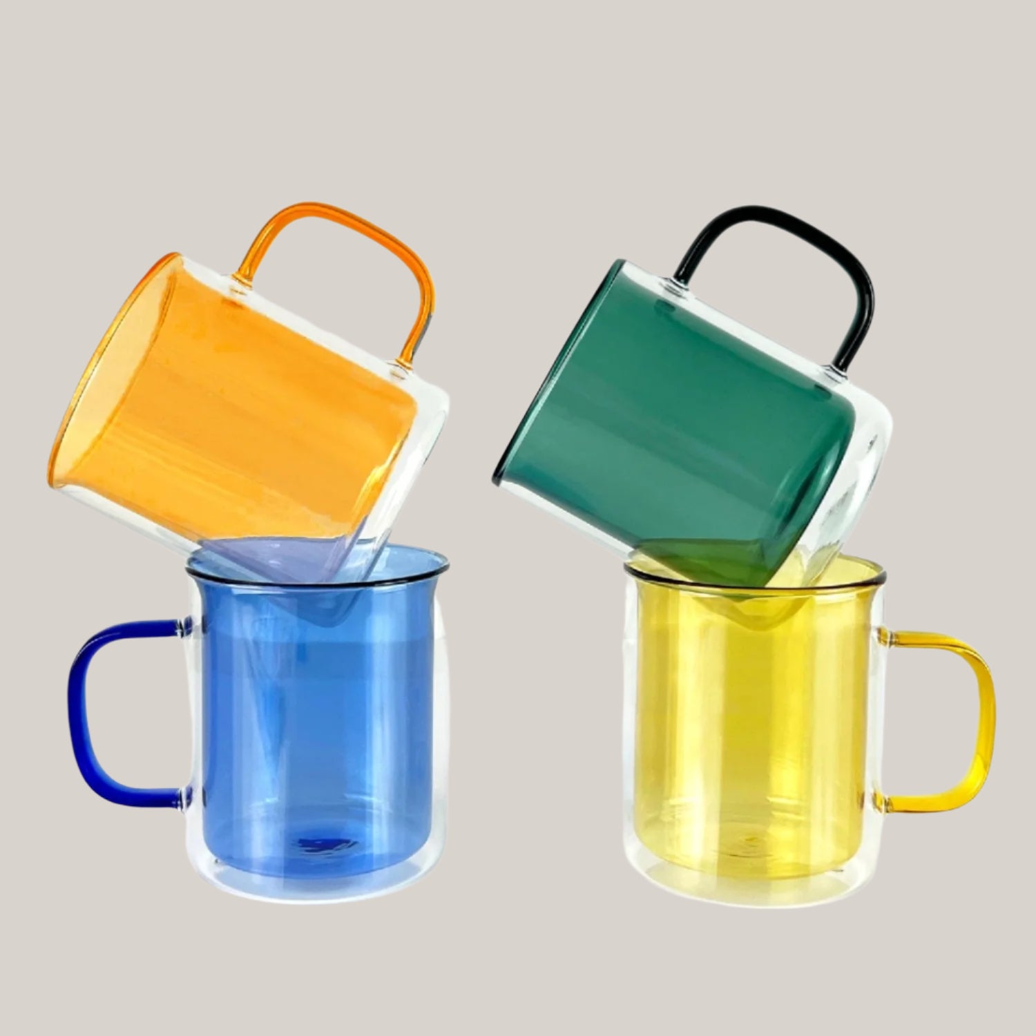 Cubo Double-Wall Glass Mug Set | Large Drinkware Cloudnola - Atelier Saucier