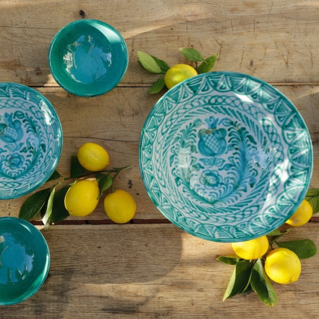 Large Hand-Painted Bowl | Granada Green Bowls Pomelo Casa - Atelier Saucier