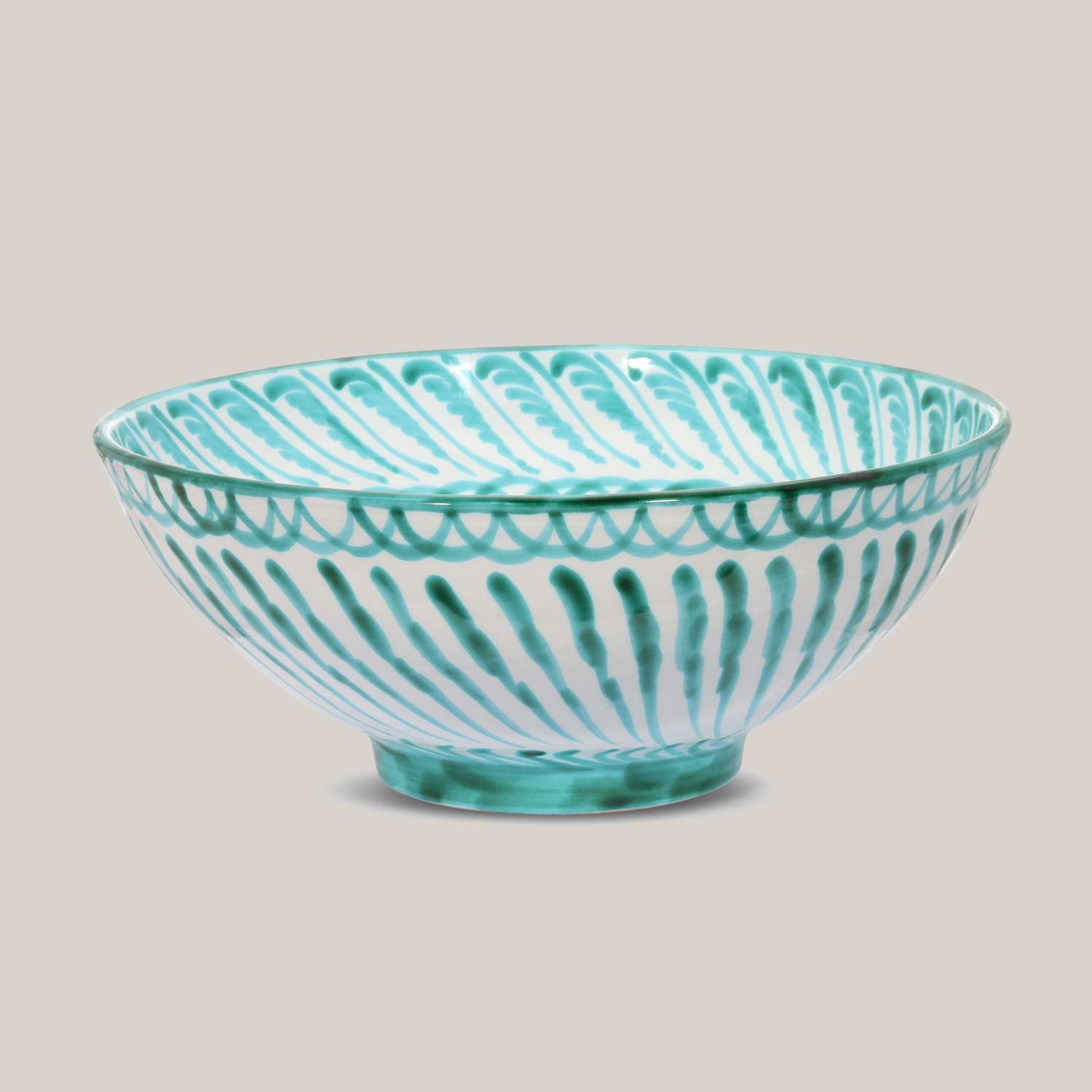 Large Hand-Painted Bowl | Granada Green Bowls Pomelo Casa - Atelier Saucier