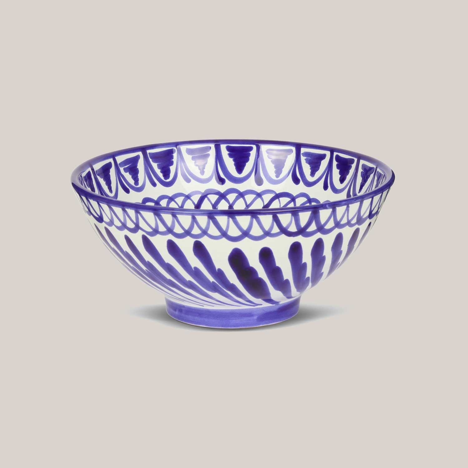 Medium Hand-Painted Bowl | Traditional Blue Bowls Pomelo Casa - Atelier Saucier