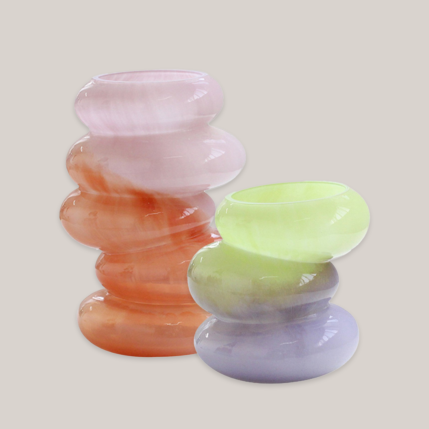 Swirl Vase Set | Peach + Lime Vases ATELIER SAUCIER - Atelier Saucier