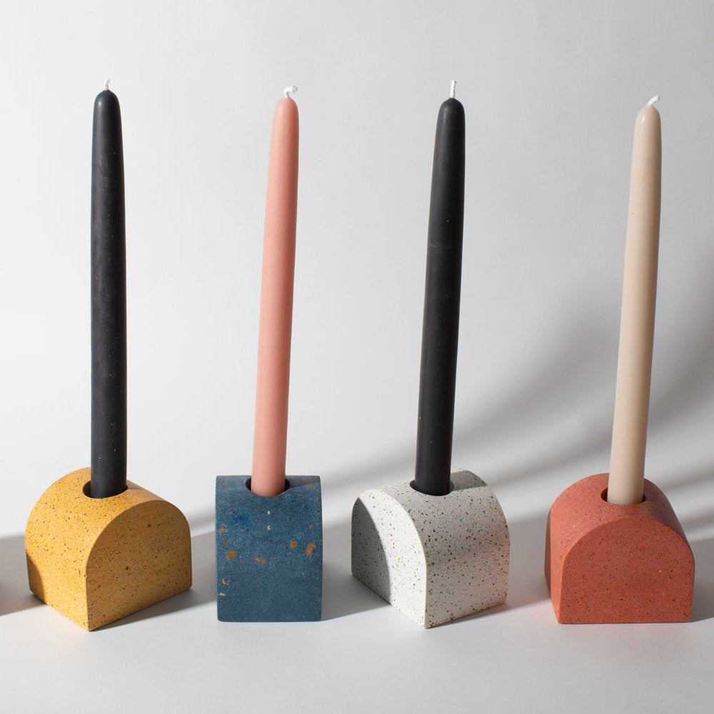 Arch Candlestick Holder | White Terrazzo Candle Holders Pretti.Cool - Atelier Saucier