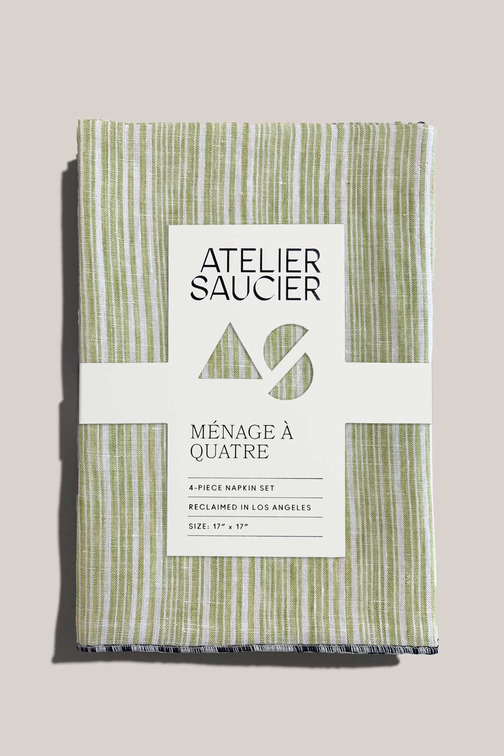 Avocado Stripe Napkins | Set of 4 NAPKINS ATELIER SAUCIER - Atelier Saucier