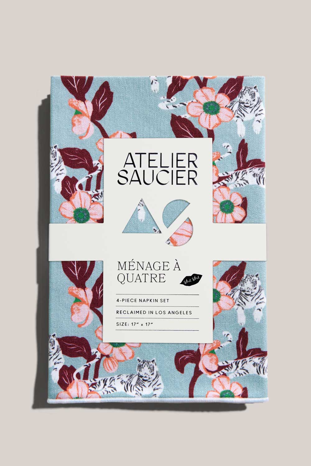 White Tiger Eye Napkins | Set of 4 NAPKINS ATELIER SAUCIER - Atelier Saucier